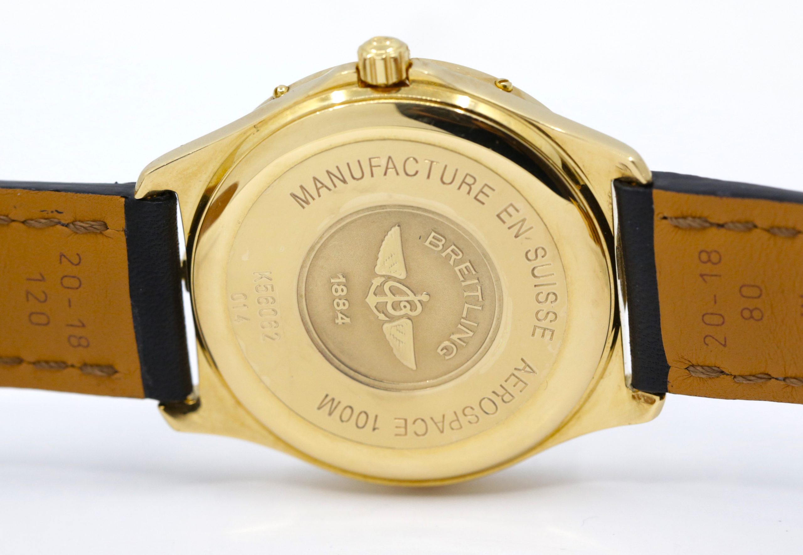 Breitling Aerospace in 18ct Yellow Gold, Navy Blue 12, 3, 6, 9 Dial, on Black Breitling Leather Strap with 18ct Yellow Gold Breitling Tang Buckle, Ref. K56062 - Image 4