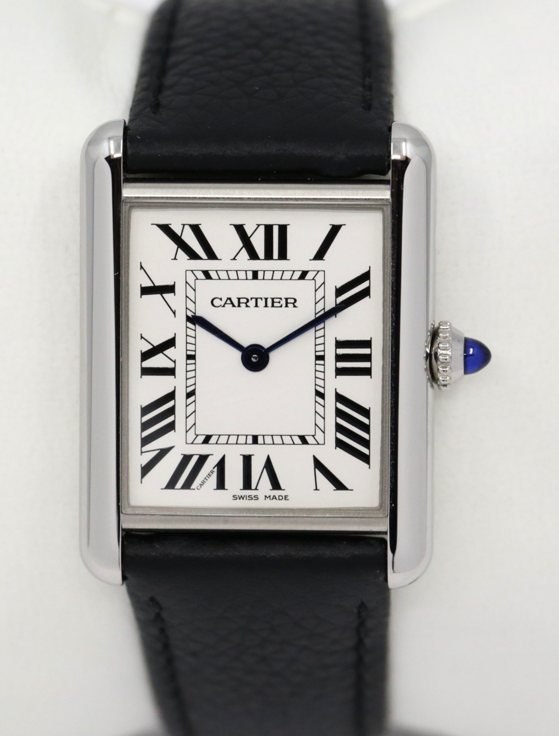 Cartier Tank Must, Large Model, in Stainless Steel, Silver Roman Dial, on Black Cartier Leather Strap with Stainless Steel Cartier Tang Buckle, Ref. WSTA0041, Circa: 2021, Complete with Box, Book, Cartier Warranty Card & Balance of 2 Year Cartier Factory Warranty - Image 4