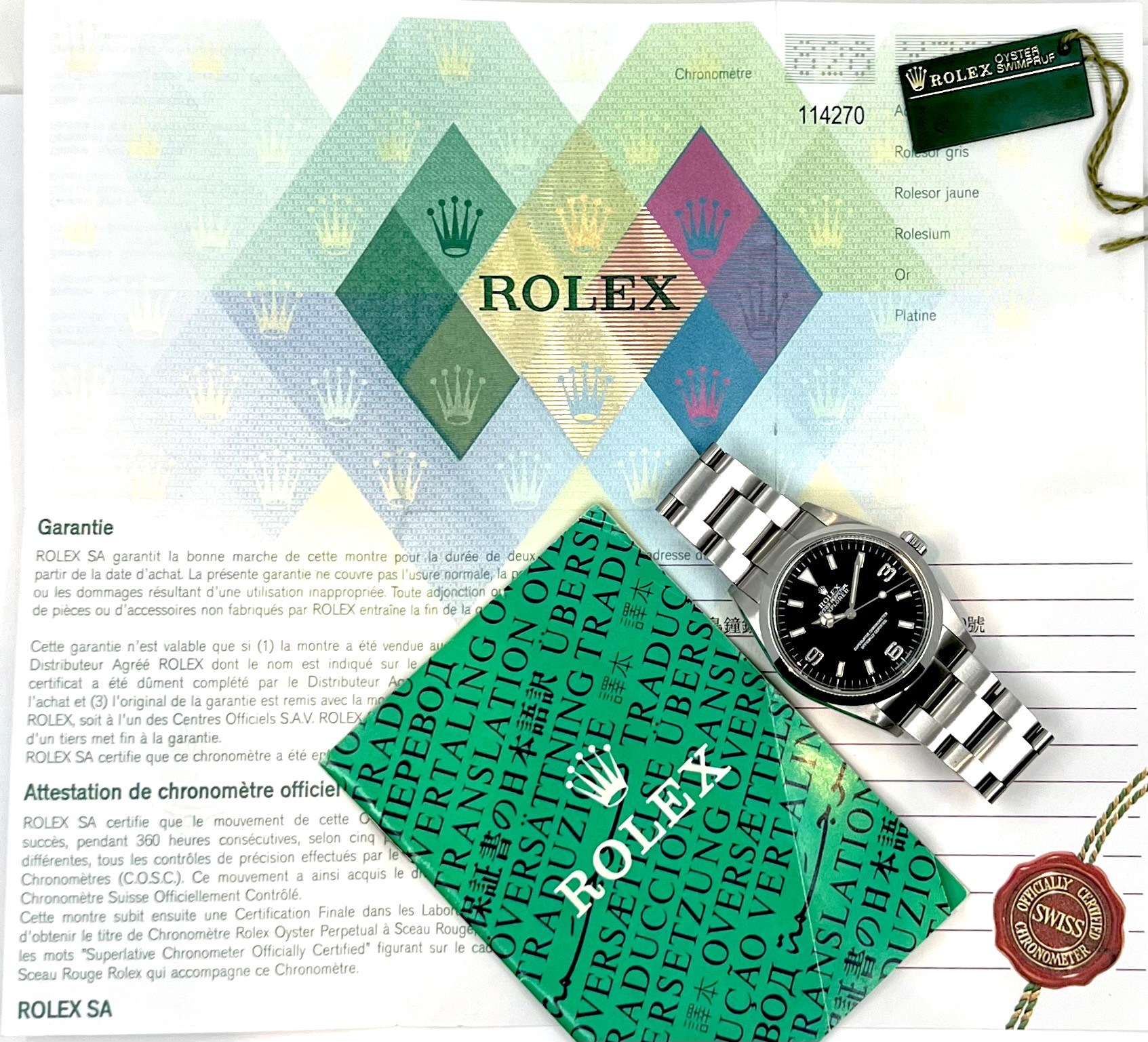 Rolex Oyster Perpetual Explorer 1, in Stainless Steel, Black 3, 6, 9 Dial on Stainless Steel Rolex Oyster Bracelet, Ref. 114270, Circa: 2002, with Box & Rolex Warranty Certificate - Image 7