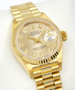 Alternative view of Rolex Lady Datejust 26 in 18ct Yellow Gold, Factory Set Champagne Diamond Dial on 18ct Yellow Gold Rolex President Bracelet, Ref. 69178, Circa: 1989, with Box, Books, Rolex Certificate & Rolex Service Receipt