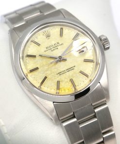 Alternative view of Rolex Oyster Perpetual Date, in Stainless Steel, Linen patina Dial, on Stainless Rolex Oyster Bracelet, Ref. 1500, Circa: 1970