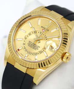 Alternative view of Rolex Sky-Dweller in 18ct Yellow Gold, Champagne Index Dial, on Rolex Oysterflex Band with 18ct Yellow Rolex Depolyant, Ref. 326238, Circa: 2021, Complete with Box, Books, Rolex Warranty Card & Balance of 5 Year Rolex Factory Warranty