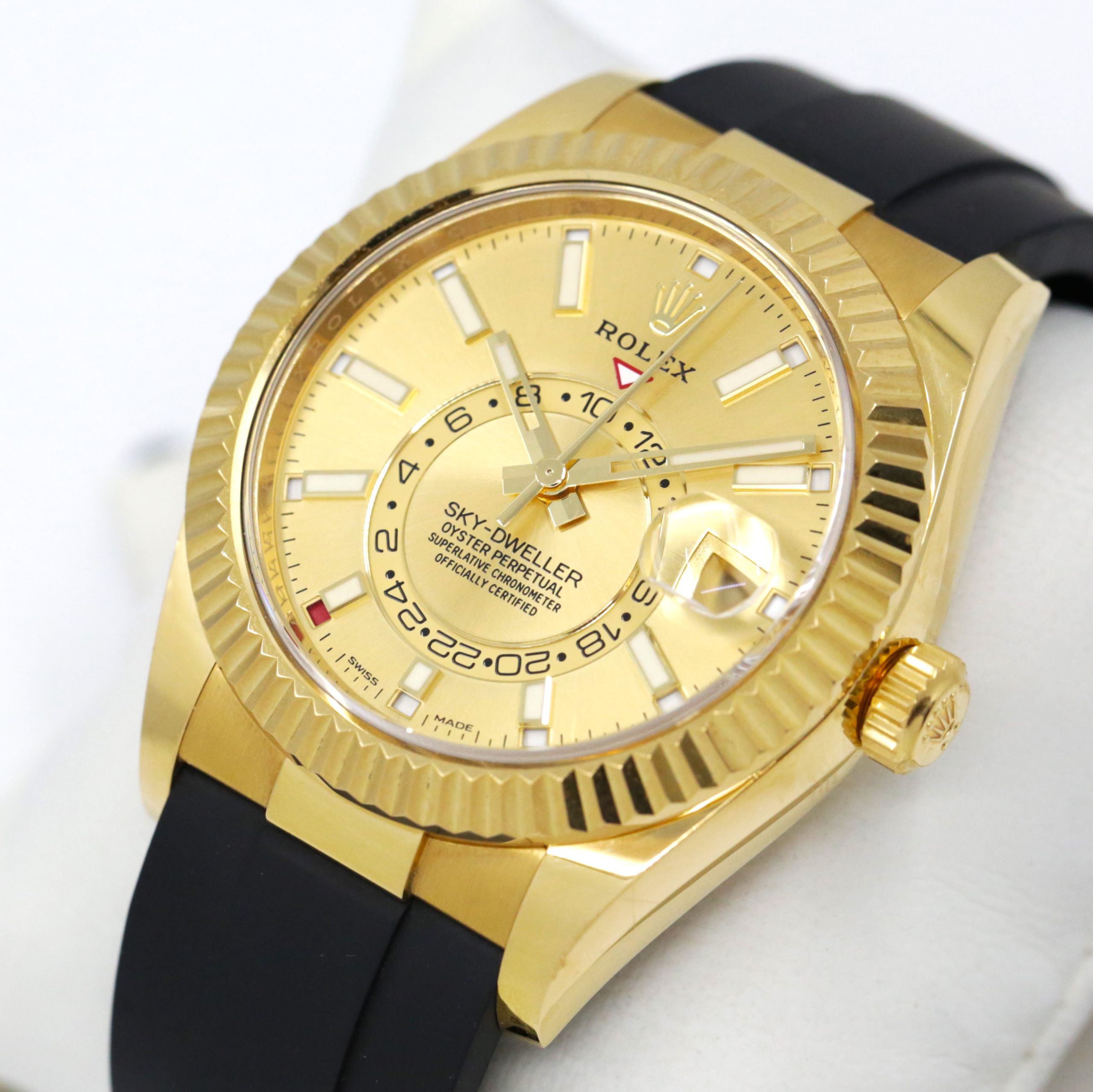 Rolex Sky-Dweller in 18ct Yellow Gold, Champagne Index Dial, on Rolex Oysterflex Band with 18ct Yellow Rolex Depolyant, Ref. 326238, Circa: 2021, Complete with Box, Books, Rolex Warranty Card & Balance of 5 Year Rolex Factory Warranty - Image 2