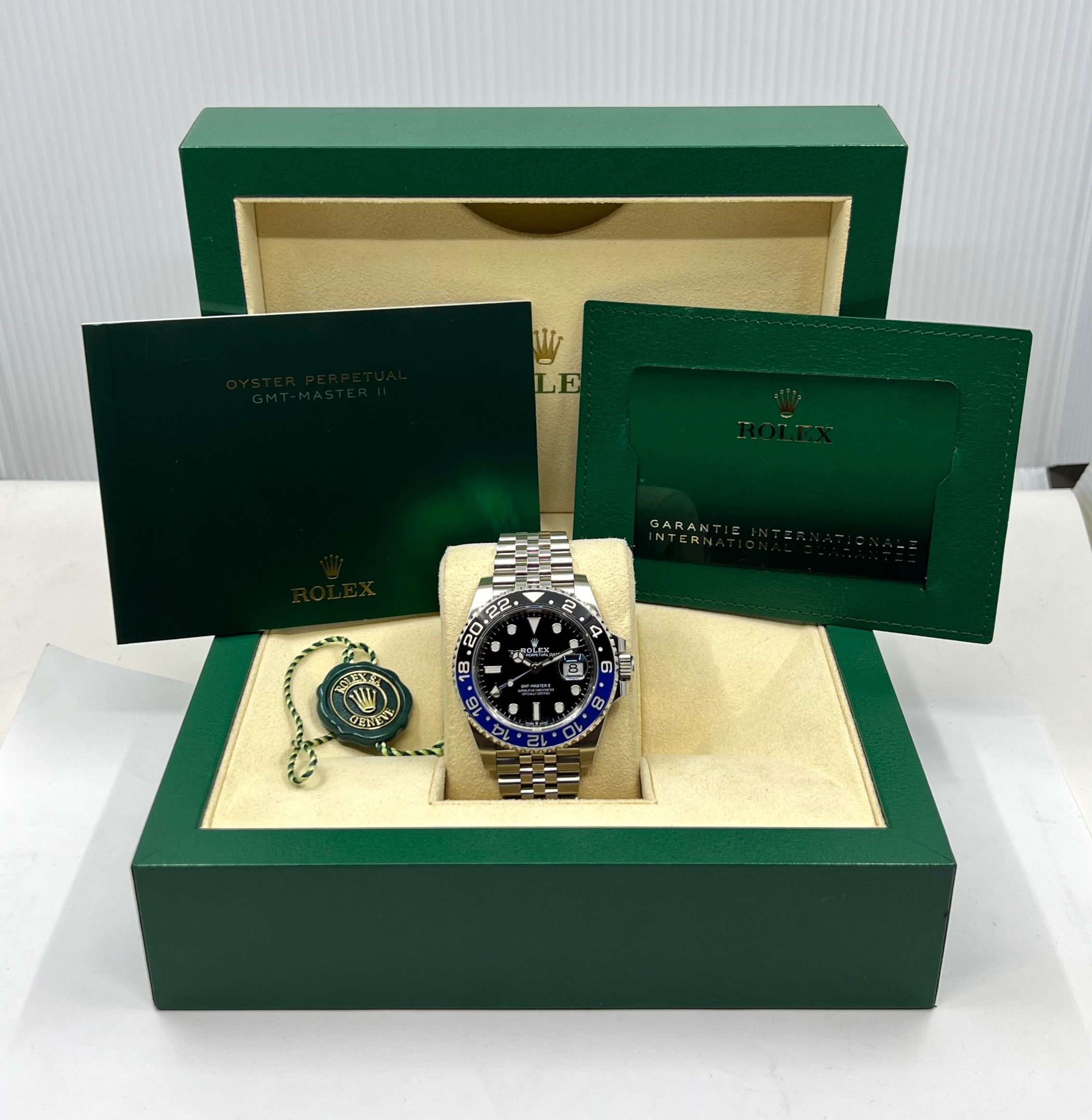Rolex GMT Master II "Batgirl", in Stainless Steel, Black Index Dial, Blue & Black Ceramic Bezel on Stainless Steel Rolex Jubilee Bracelet, Ref. 126710BLNR, Circa: 2021, Complete with Box, Books, Rolex Warranty Card & Balance of 5 Year Rolex Factory Warranty - Image 7