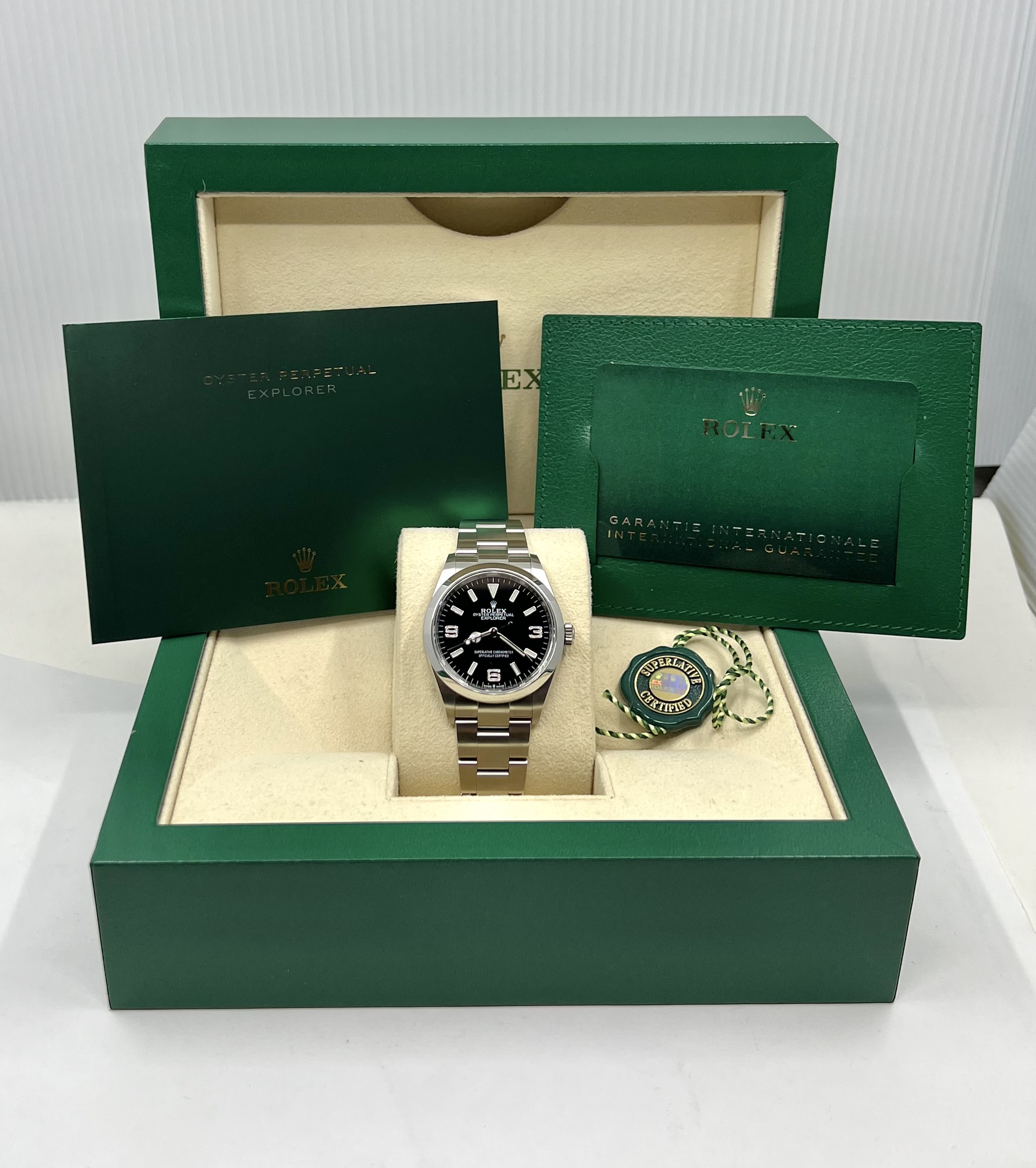 Rolex Explorer 1, 36mm, in Stainless Steel, Black 3, 6, 9 Dial, on Stainless Steel Rolex Oyster Bracelet, Ref. 124270, Circa: 2022, Complete with Box, Books, Rolex Warranty Card & Balance of 5 Year Rolex Factory Warranty - Image 6