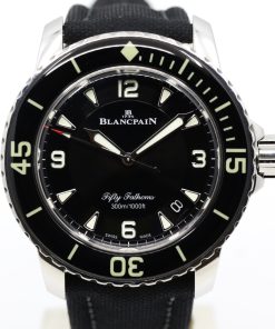 Blancpain Fifty Fathoms Automatique, in Stainless Steel, Black 12, 3, 6, 9 Dial, on Blancpain Canvas Strap with Stainless Steel Blancpain Deployant, Ref.5015-113-52B, Circa: 2022, Complete with Box, Papers & Balance of 2 Year Blancpain Factory Warranty