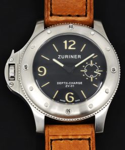 Zuriner Depth Charge, in Stainless Steel, Black Dial on Tan Zuriner Leather Strap with Stainless Steel Zuriner Tang Buckle, Ref. ZV01, Circa: 2012, Complete with Box, Book & Zuriner Warranty Certificate