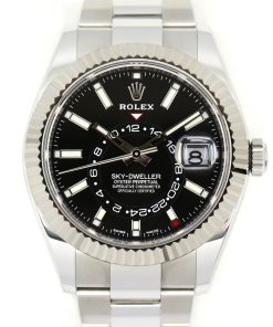 Rolex Oyster Perpetual Sky Dweller, in Stainless Steel, Black Index Dial on Stainless Steel Rolex Oyster Bracelet, Ref. 326934, Circa: 2019, Complete with Box, Books, Rolex Warranty Card & Balance of 5 Year Rolex Warranty