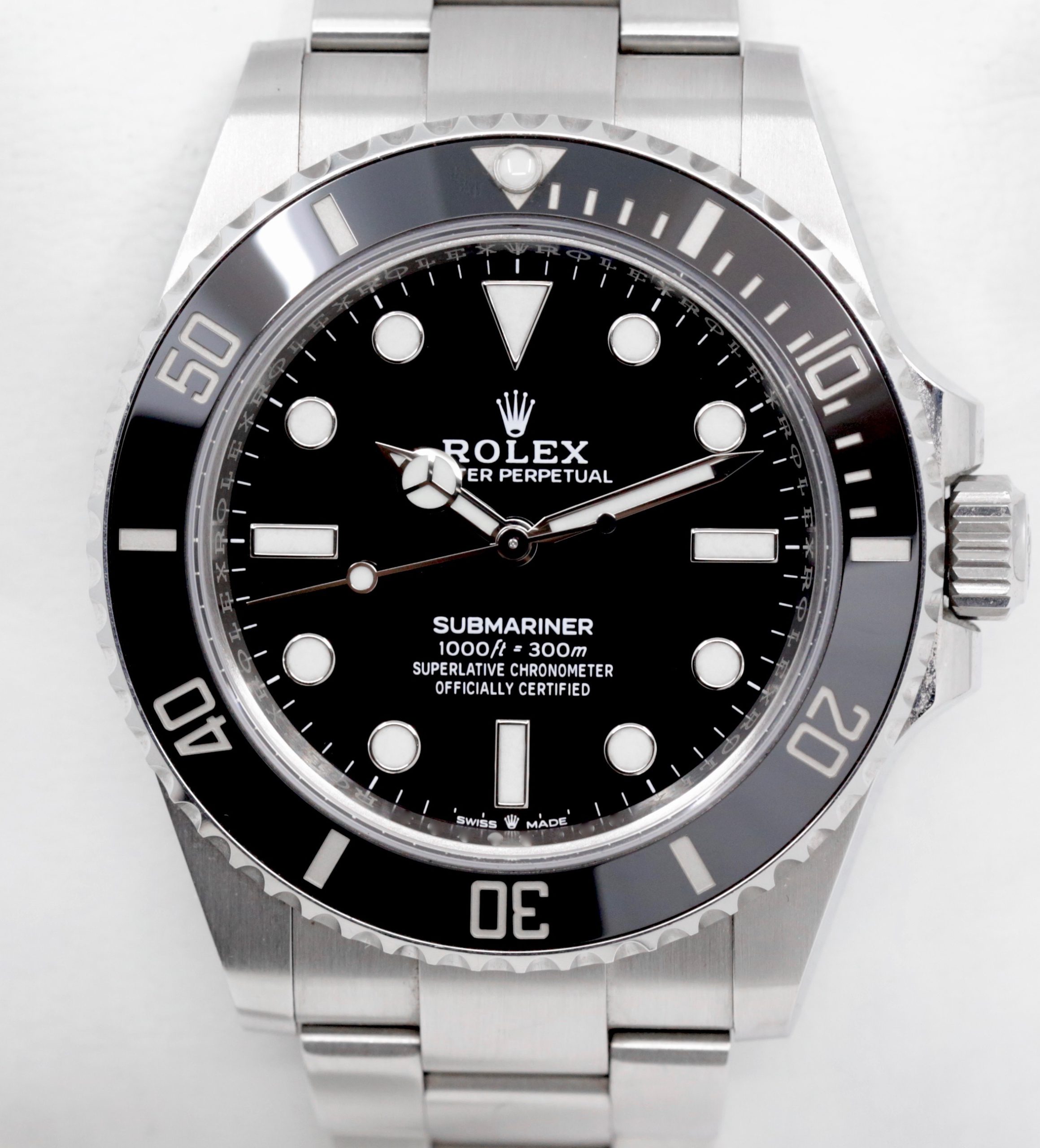 Rolex Submariner Non-Date, 41mm, in Stainless Steel, Black Index Dial, Black Ceramic Bezel, on Stainless Steel Rolex Oyster Bracelet, Ref. 124060, Circa: 2020, Complete with Box, Books, Rolex Warranty Card & Balance of 5 Year Rolex Factory Warranty