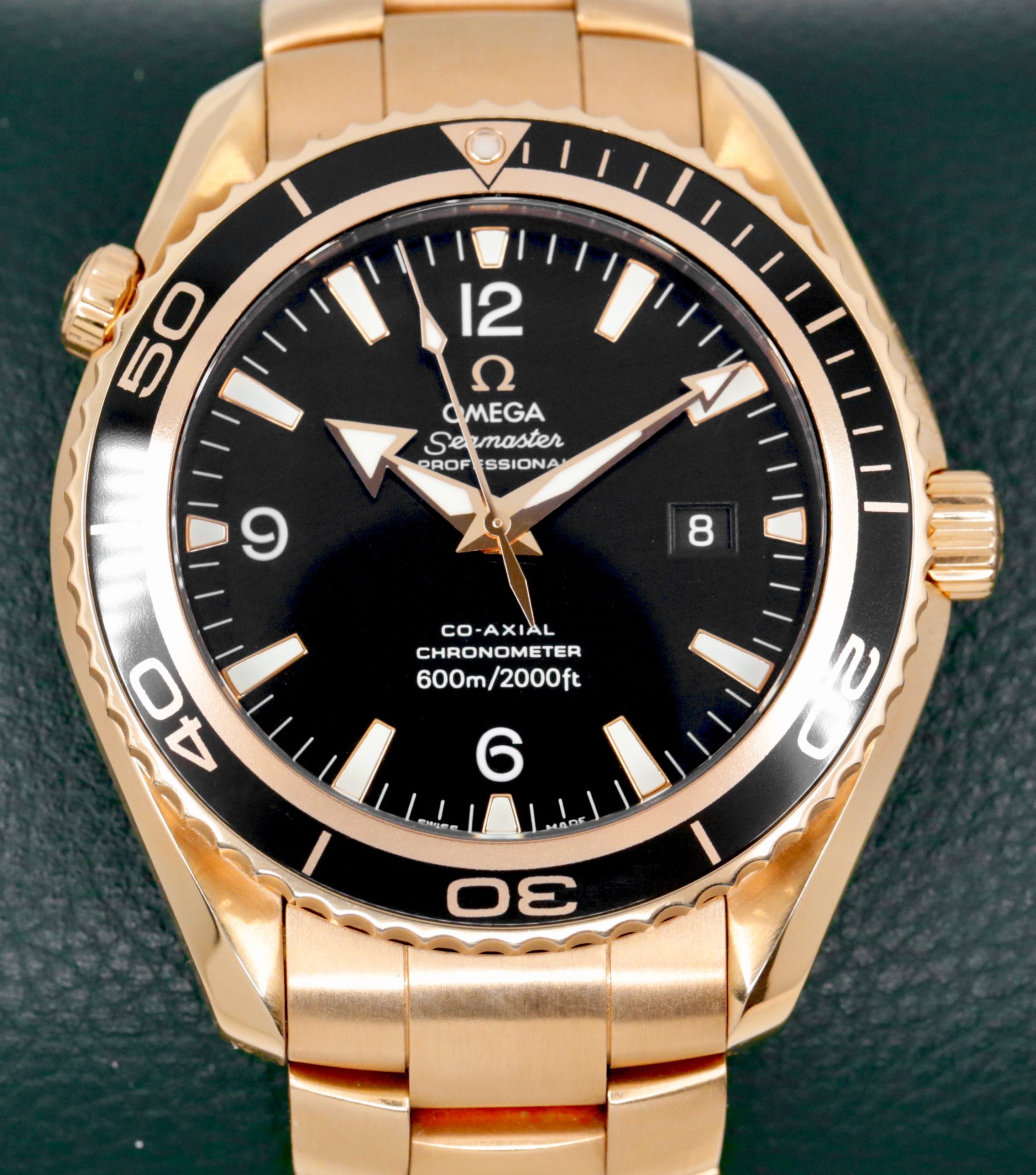 Omega Seamaster Planet Ocean 600M, Co-Axial 45.5mm, in 18ct Rose Gold, Black 12,6,9 Dial, on 18ct Rose Gold Omega Bracelet, Ref. 222.60.46.20.01.001, Ca. 2013, with Box & Omega Warranty Cards - Image 4