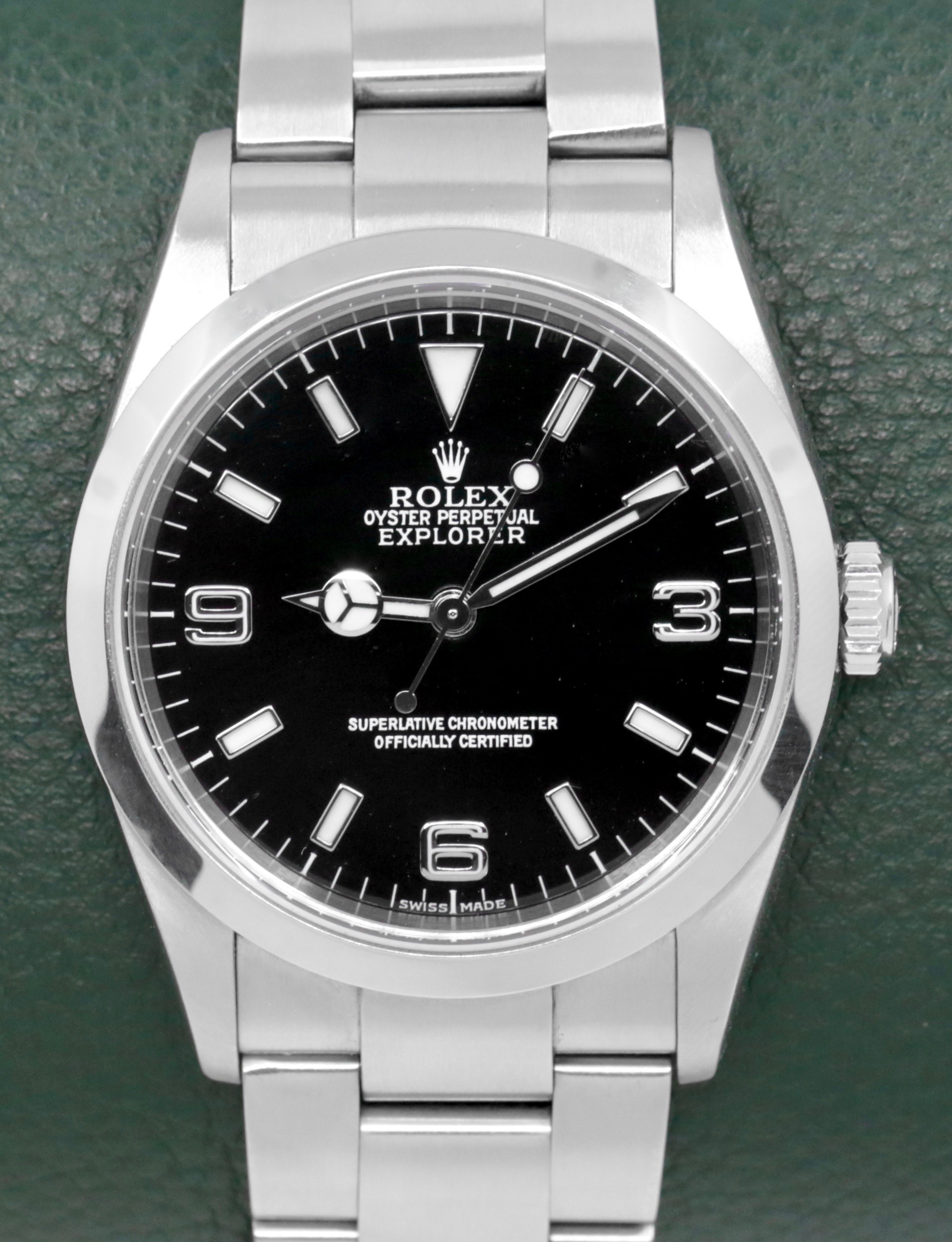 Rolex Oyster Perpetual Explorer 1, in Stainless Steel, Black 3, 6, 9 Dial on Stainless Steel Rolex Oyster Bracelet, Ref. 114270, Circa: 2002, with Box & Rolex Warranty Certificate