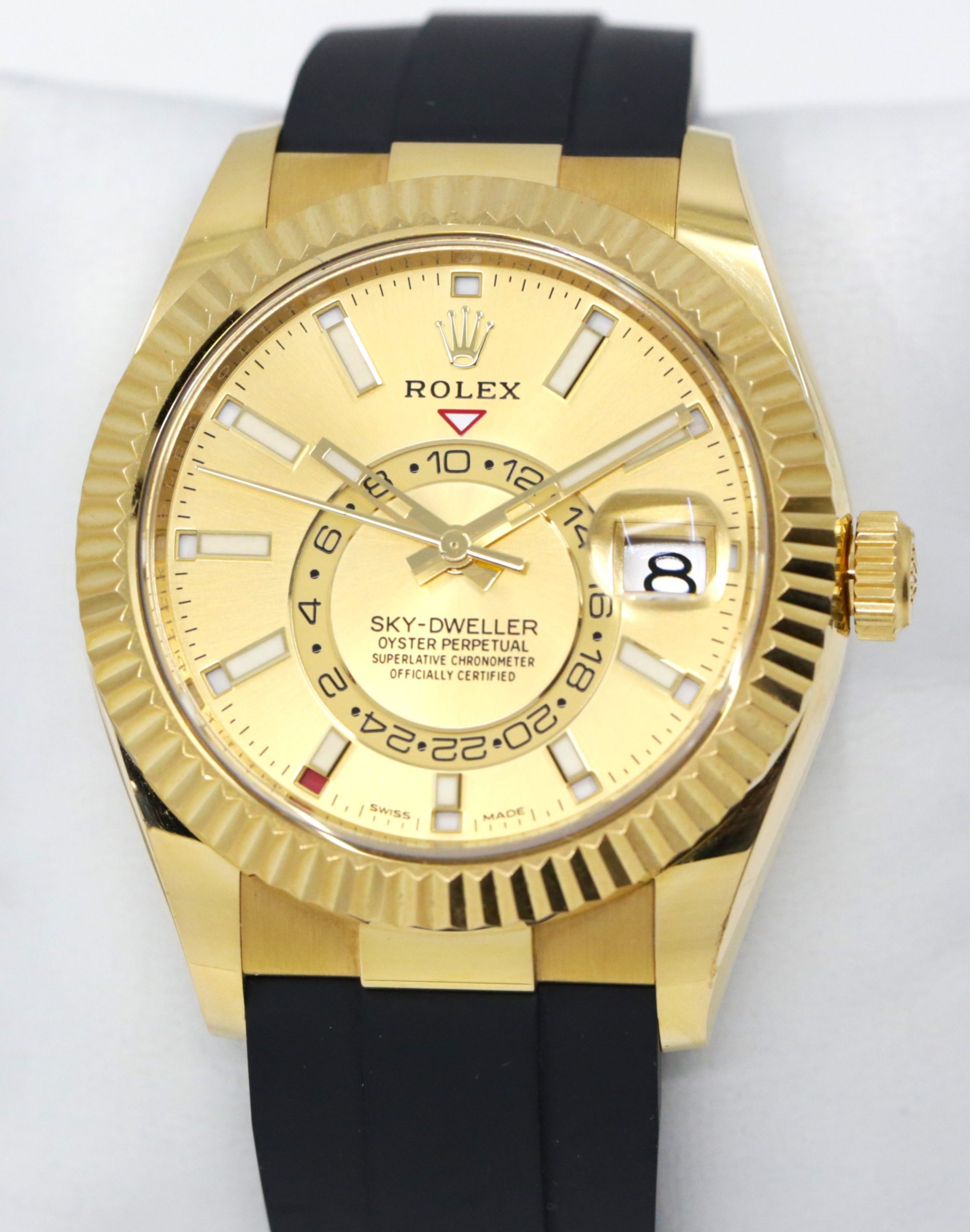 Rolex Sky-Dweller in 18ct Yellow Gold, Champagne Index Dial, on Rolex Oysterflex Band with 18ct Yellow Rolex Depolyant, Ref. 326238, Circa: 2021, Complete with Box, Books, Rolex Warranty Card & Balance of 5 Year Rolex Factory Warranty - Image 5