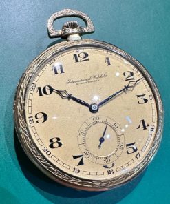 IWC International Watch Co Schaffhausen open face pocket watch, solid 14ct 0.585 yellow gold.