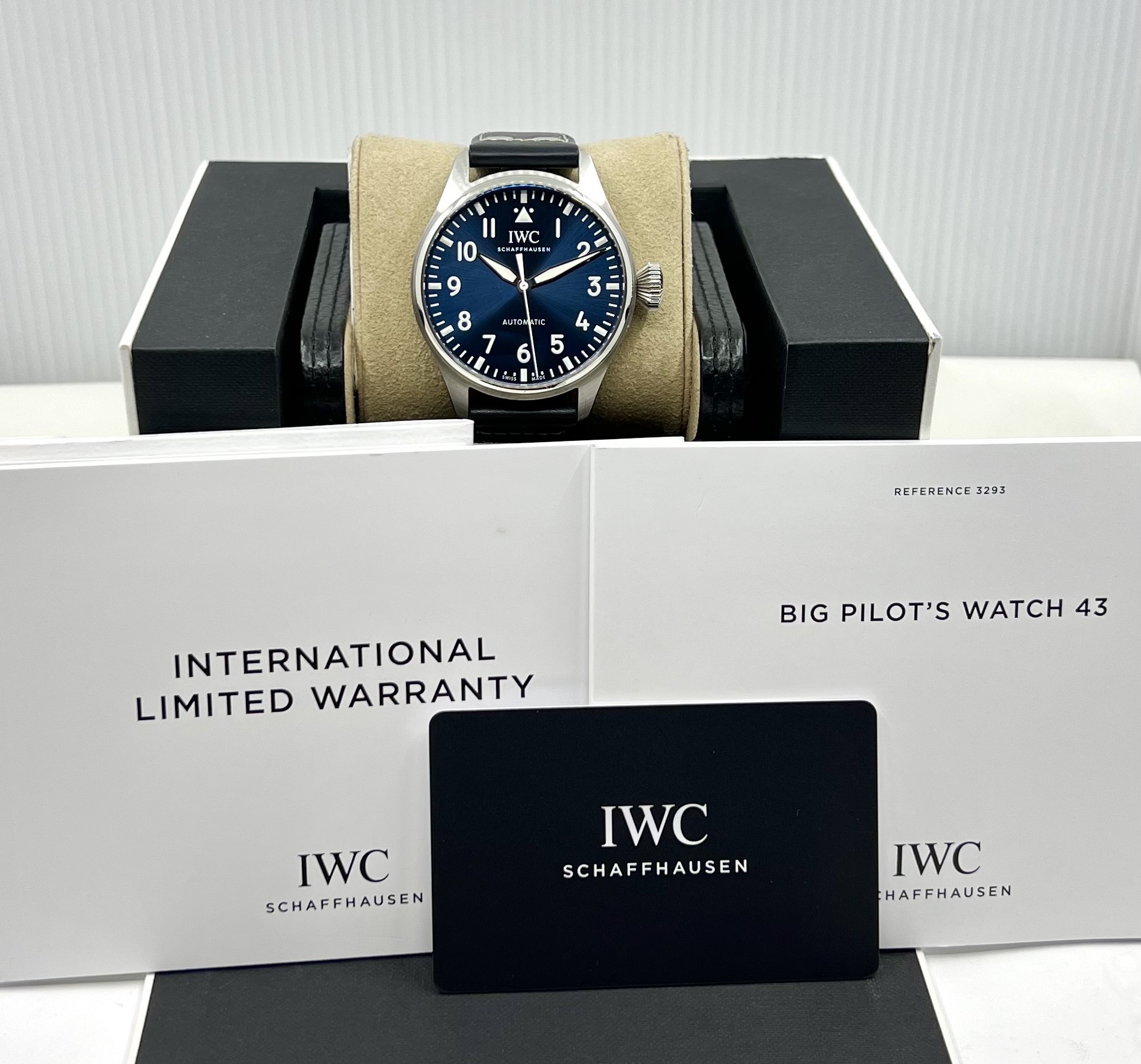 IWC Big Pilot, 43mm, Automatic, in Stainless Steel, Blue Arab Dial on Blue IWC Leather Strap with Stainless Steel IWC Deployant, Ref. IW329303, Circa: 2022, Complete with Box, Books, IWC Warranty Card & Balance of IWC 2 Year Factory Warranty - Image 6