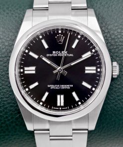 Rolex Oyster Perpetual 41, in Stainless Steel, Black Index Dial, on Stainless Steel Rolex Oyster Bracelet, Ref. 124300, Circa: 2020, with Box, Books, Rolex Warranty Card & Balance of 5 Year Rolex Warranty