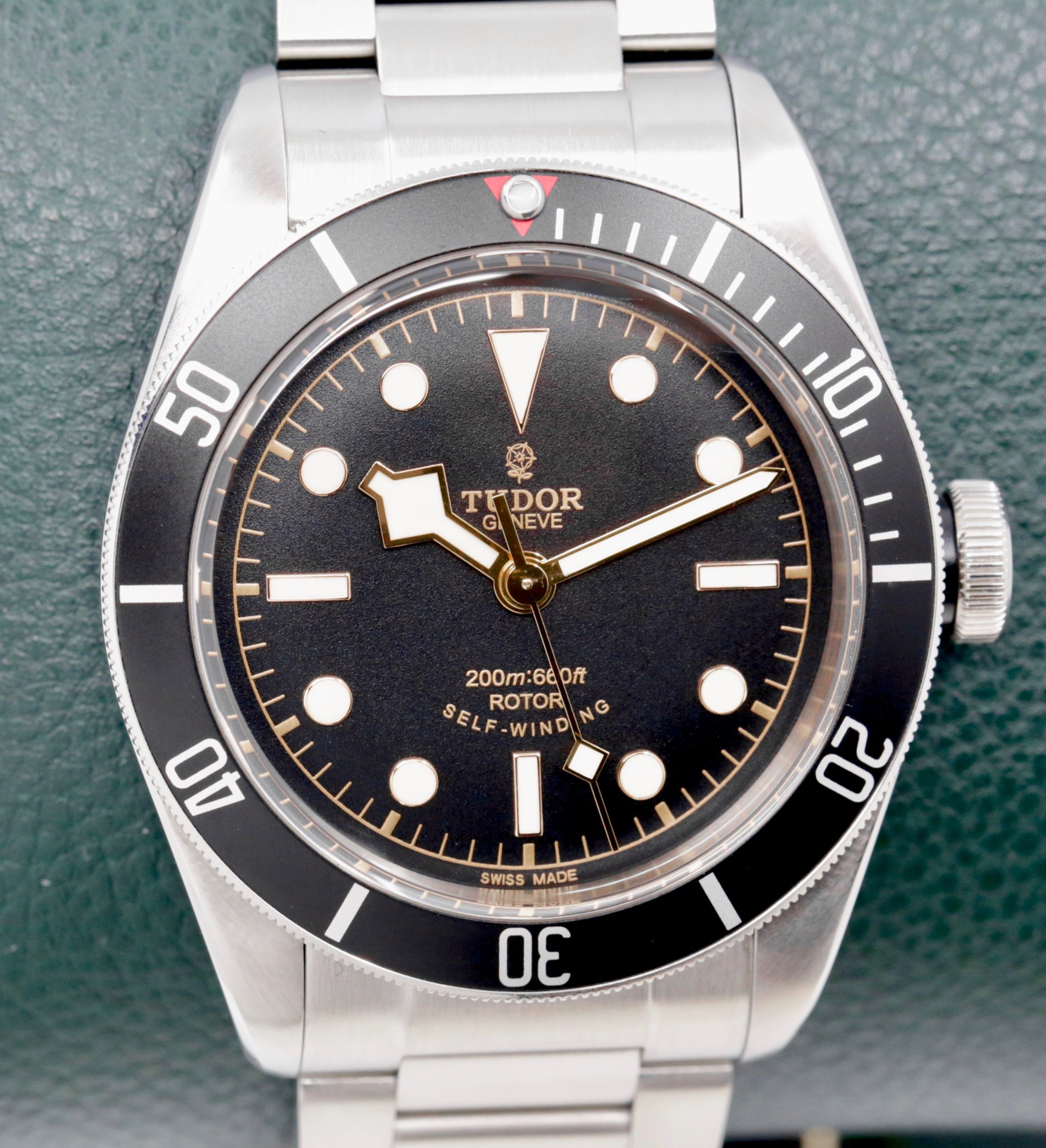 Tudor Heritage Black Bay, in Stainless Steel, "Smiley" Black Index Dial, Black Bezel on Stainless Steel Tudor Bracelet, Ref. 79220N, Circa: 2015, Complete with Box, Books & Tudor Warranty Card