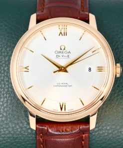 Omega De Ville Prestige, Co-Axial Chronometer, 39.5mm, in 18ct Rose Gold, Silver Dial, on Brown Omega Alligator Strap with 18ct Rose Gold Omega Tang Buckle, Ref. 424.53.40.20.02.001