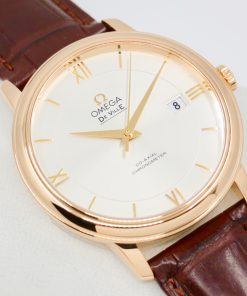 Alternative view of Omega De Ville Prestige, Co-Axial Chronometer, 39.5mm, in 18ct Rose Gold, Silver Dial, on Brown Omega Alligator Strap with 18ct Rose Gold Omega Tang Buckle, Ref. 424.53.40.20.02.001