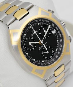 Alternative view of Omega Seamaster Polaris Chronograph, Stainless Steel & Gold-Inlay, Black Index Dial, on Stainless Steel & Gold Bracelet, Ref. 386.1031, Circa: 1988