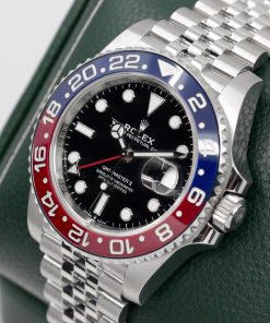 Alternative view of Rolex GMT-Master II, Stainless Steel, Blue & Red "Pepsi" Ceramic Bezel, Black Index Dial, on Stainless Steel Rolex Jubilee Bracelet, Ref. 126710BLRO, Circa: 2019, Complete with Box, Books, Rolex Warranty Card & Balance of 5 Year Rolex Factory Warranty