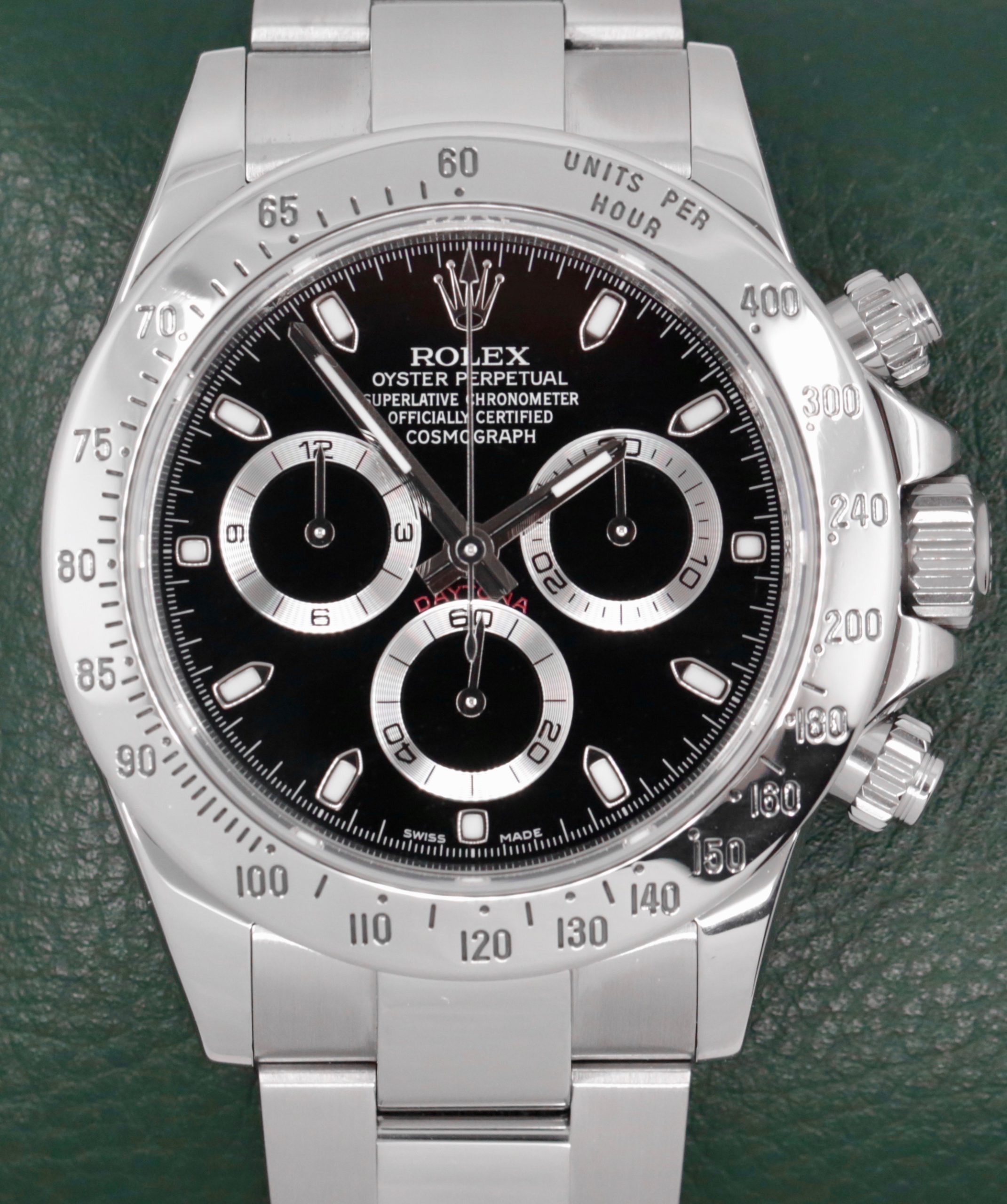 Rolex Cosmograph Daytona, Stainless Steel, Black Index Dial, on Stainless Steel Rolex Oyster Bracelet, Ref. 116520, Circa: 2013, Complete with Box, Books & Rolex Warranty Card