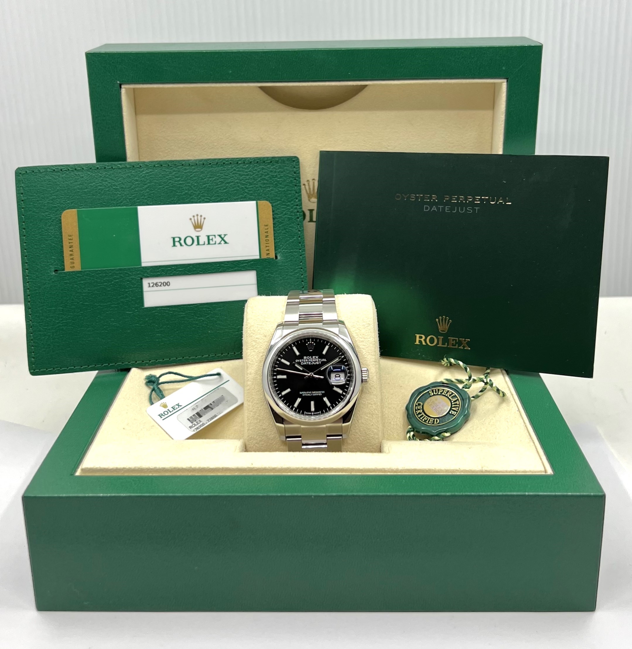 Rolex Datejust 36, in Stainless Steel, Black Index Dial, on Stainless Steel Rolex Oyster Bracelet, Ref. 126200, Circa: 2019, Complete with Box, Books, Rolex Warranty Card & Balance of 5 Year Rolex Factory Warranty - Image 7
