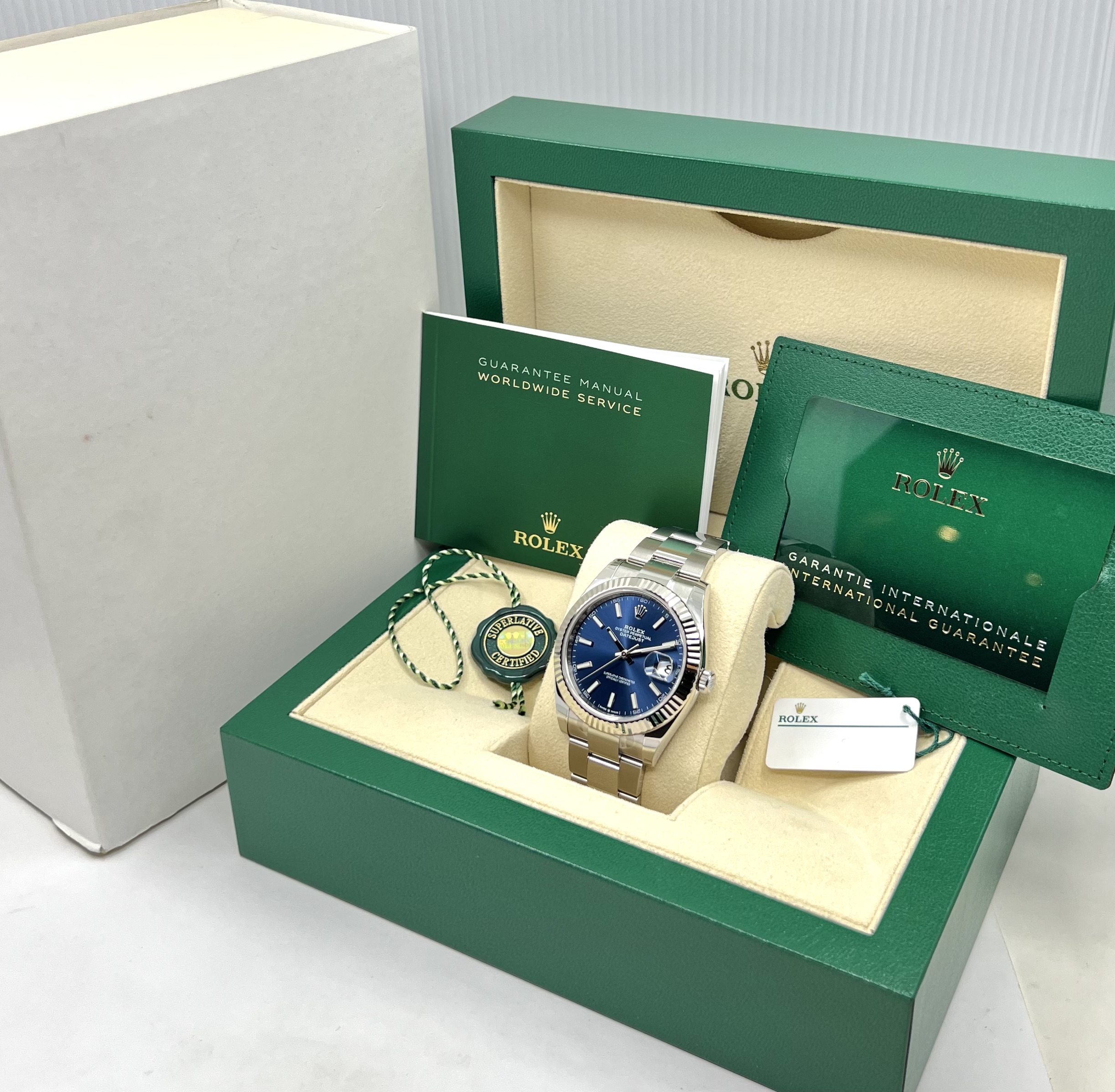 Rolex Datejust 41, Stainless Steel, Blue Index Dial, 18ct White Gold Bezel, on Stainless Steel Rolex Oyster Bracelet, Ref. 126334, Circa: 2021, with Box, Rolex Warranty Card & Balance of 5 Year Factory Warranty - Image 7