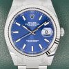 Rolex Datejust 41, Stainless Steel, Blue Index Dial, 18ct White Gold Bezel, on Stainless Steel Rolex Oyster Bracelet, Ref. 126334, Circa: 2021, with Box, Rolex Warranty Card & Balance of 5 Year Factory Warranty