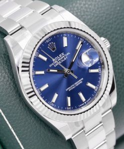 Alternative view of Rolex Datejust 41, Stainless Steel, Blue Index Dial, 18ct White Gold Bezel, on Stainless Steel Rolex Oyster Bracelet, Ref. 126334, Circa: 2021, with Box, Rolex Warranty Card & Balance of 5 Year Factory Warranty