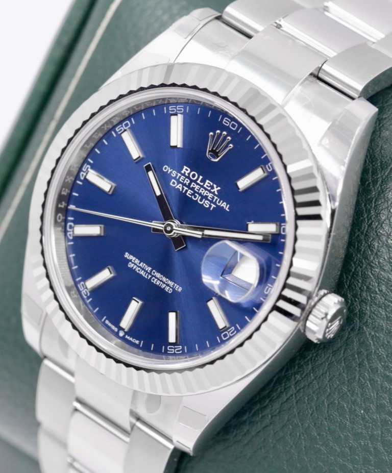 Rolex Datejust 41, Stainless Steel, Blue Index Dial, 18ct White Gold Bezel, on Stainless Steel Rolex Oyster Bracelet, Ref. 126334, Circa: 2021, with Box, Rolex Warranty Card & Balance of 5 Year Factory Warranty - Image 3