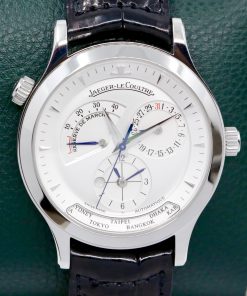 Jaeger Le Coultre Master Geographic Ref 142.8.92.S in stainless steel, silver index dial on JLC stainless steel Deployment Strap, with Box, Book & Original Certificate