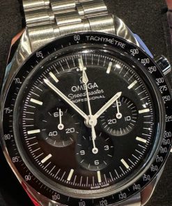 Omega Speedmaster Professional Cal 3861 Hesalite ref 31030425001001, sold new in Melbourne in 2022.