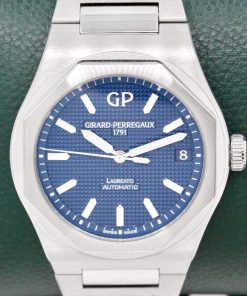 Girard Perregaux Laureato Automatic Date, Blue dial Ref 81010-11-431-11A, Ca 2022 B&P. Marked down to $14,850 !!