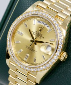 Alternative view of Rolex Oyster Perpetual Day-Date 40 in 18ct Yellow Gold, Factory Set Champagne Baguette Dial with Factory Set Diamond Bezel on 18ct Yellow Gold President Bracelet, Ref. 228348RBR, Circa: 2016, with Box, Book, Rolex Warranty Card & Balance of 2 Year Rolex Service Warranty