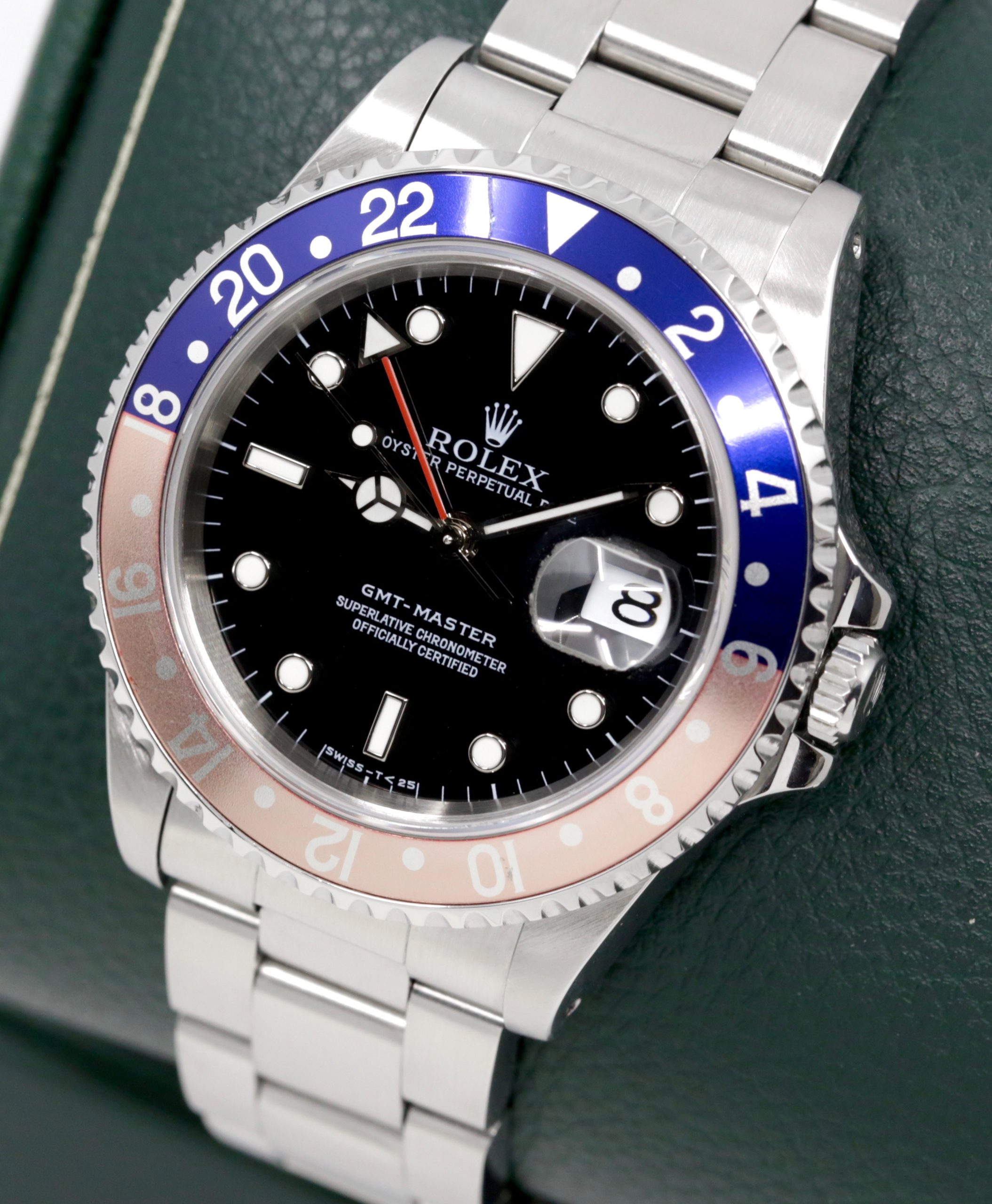 Rolex Oyster Perpetual GMT-Master, Reference 16700, Black "Swiss - T < 25" Dial, Faded Blue & Red Bezel, on Stainless Steel Rolex Oyster Bracelet, Circa: 1997, with Original Rolex Box - Image 4