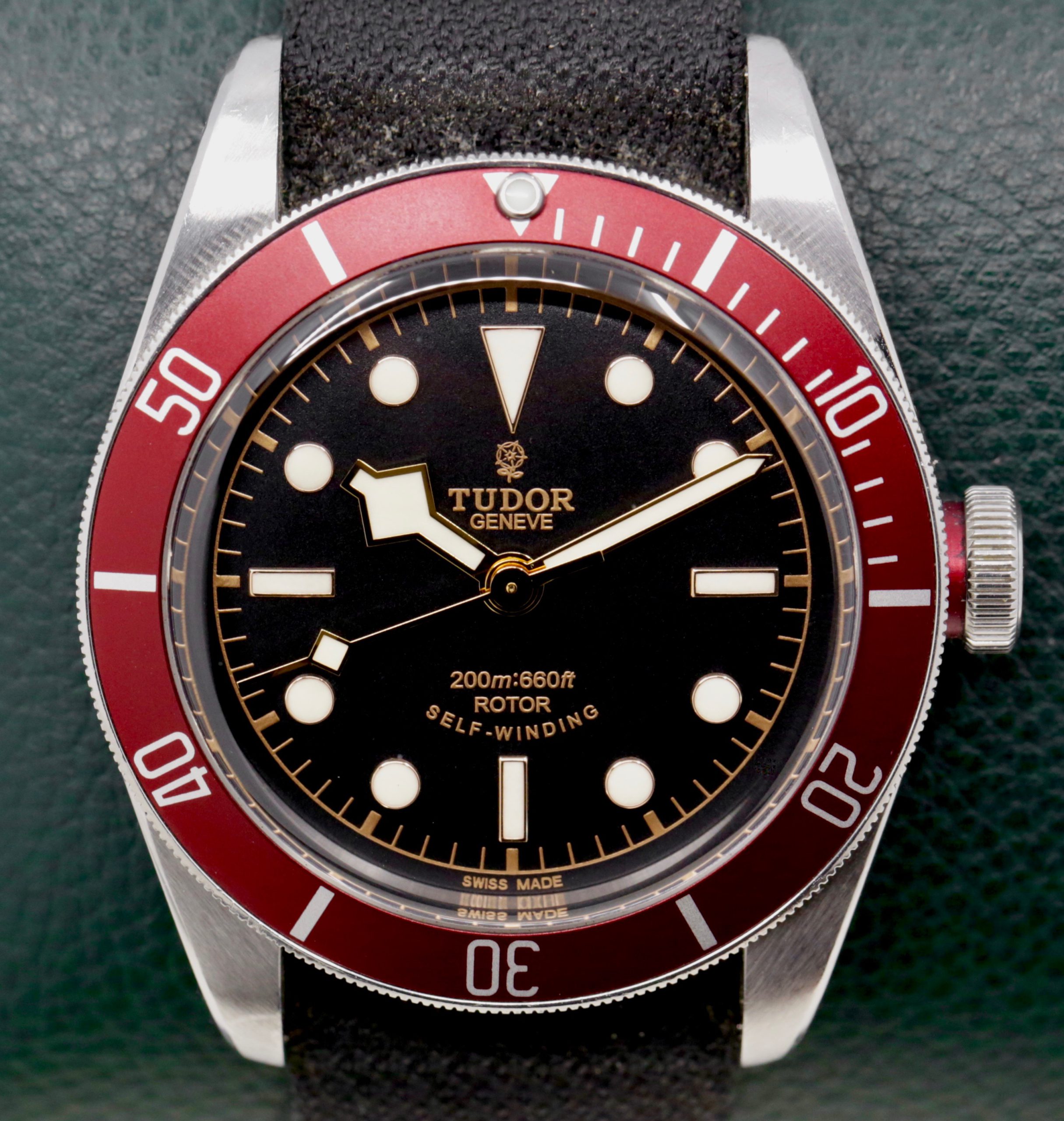 Tudor Black Bay Heritage, Black Index Dial, Burgundy Bezel on Black Tudor Nato Strap, Ref. 79220R, Circa: 2012, Complete with Box, Books & Tudor Warranty Card