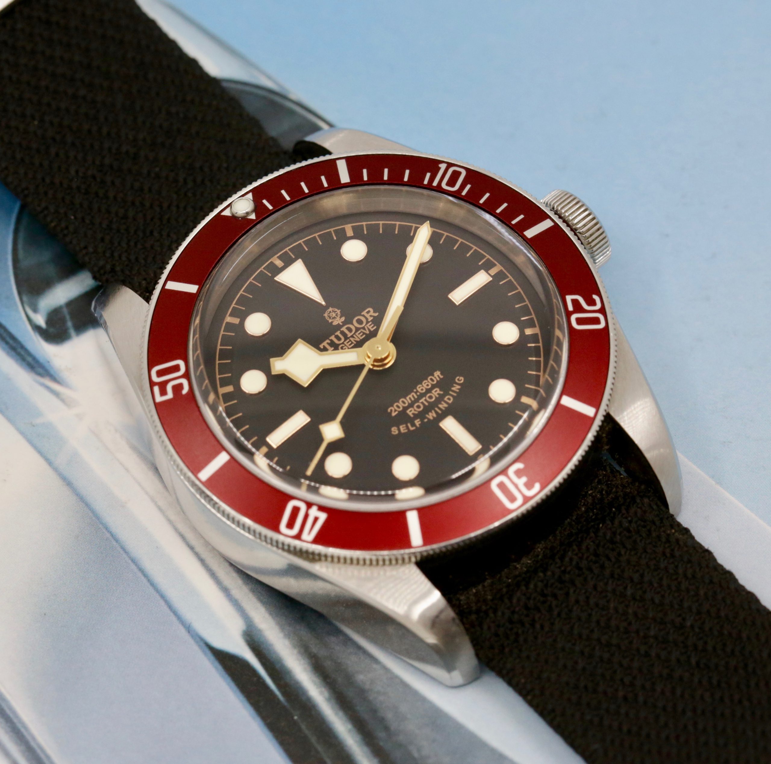 Tudor Black Bay Heritage, Black Index Dial, Burgundy Bezel on Black Tudor Nato Strap, Ref. 79220R, Circa: 2012, Complete with Box, Books & Tudor Warranty Card - Image 5