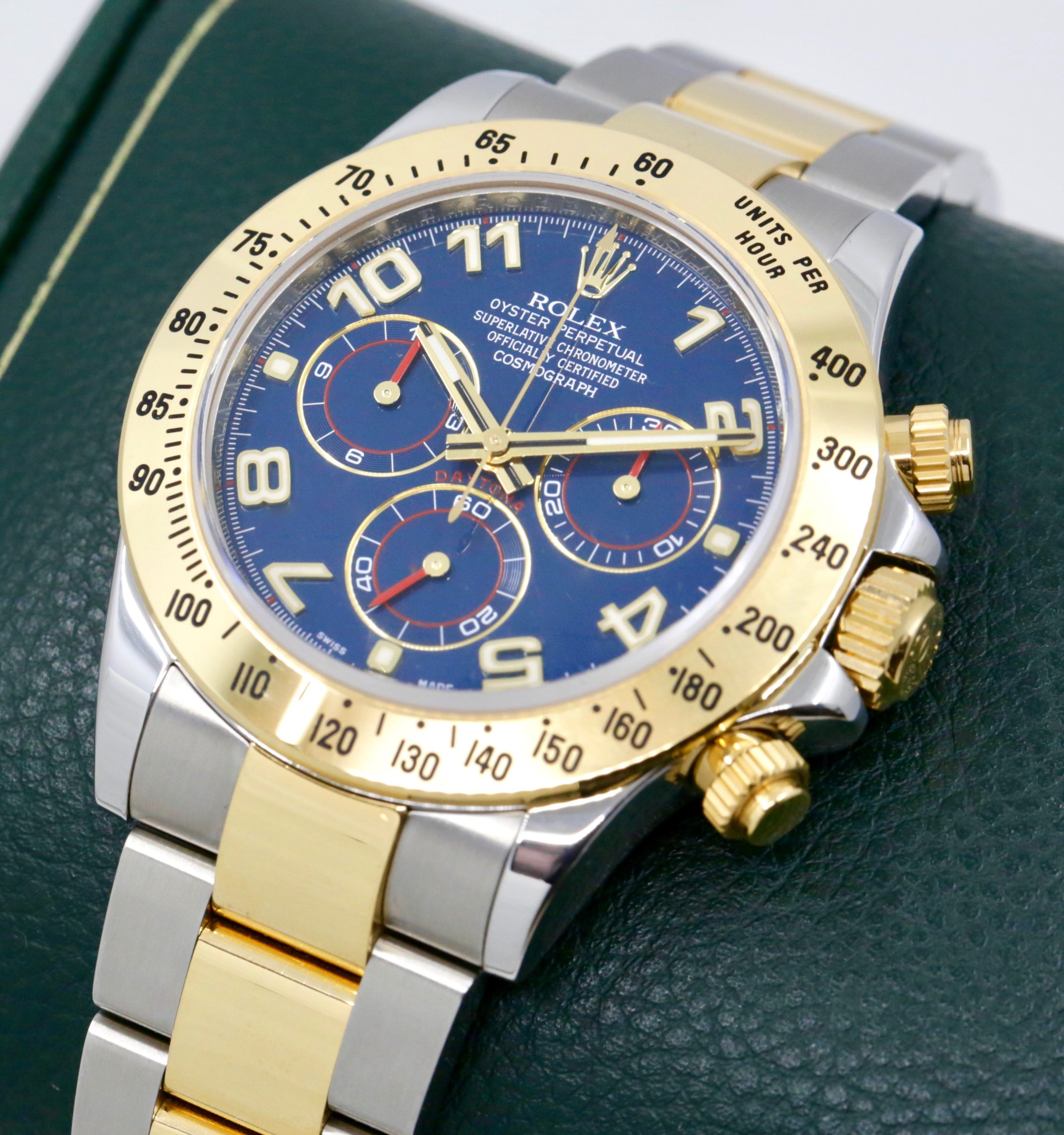 Rolex Cosmograph Daytona in 18ct Yellow Gold and Stainless Steel with "Maserati" Blue Arab Dial on Rolex 18ct Yellow Gold and Stainless Steel Bracelet Ref. 116523, Circa: 2013 Complete with Box and Papers Just Returned from Rolex Service Centre - Image 3