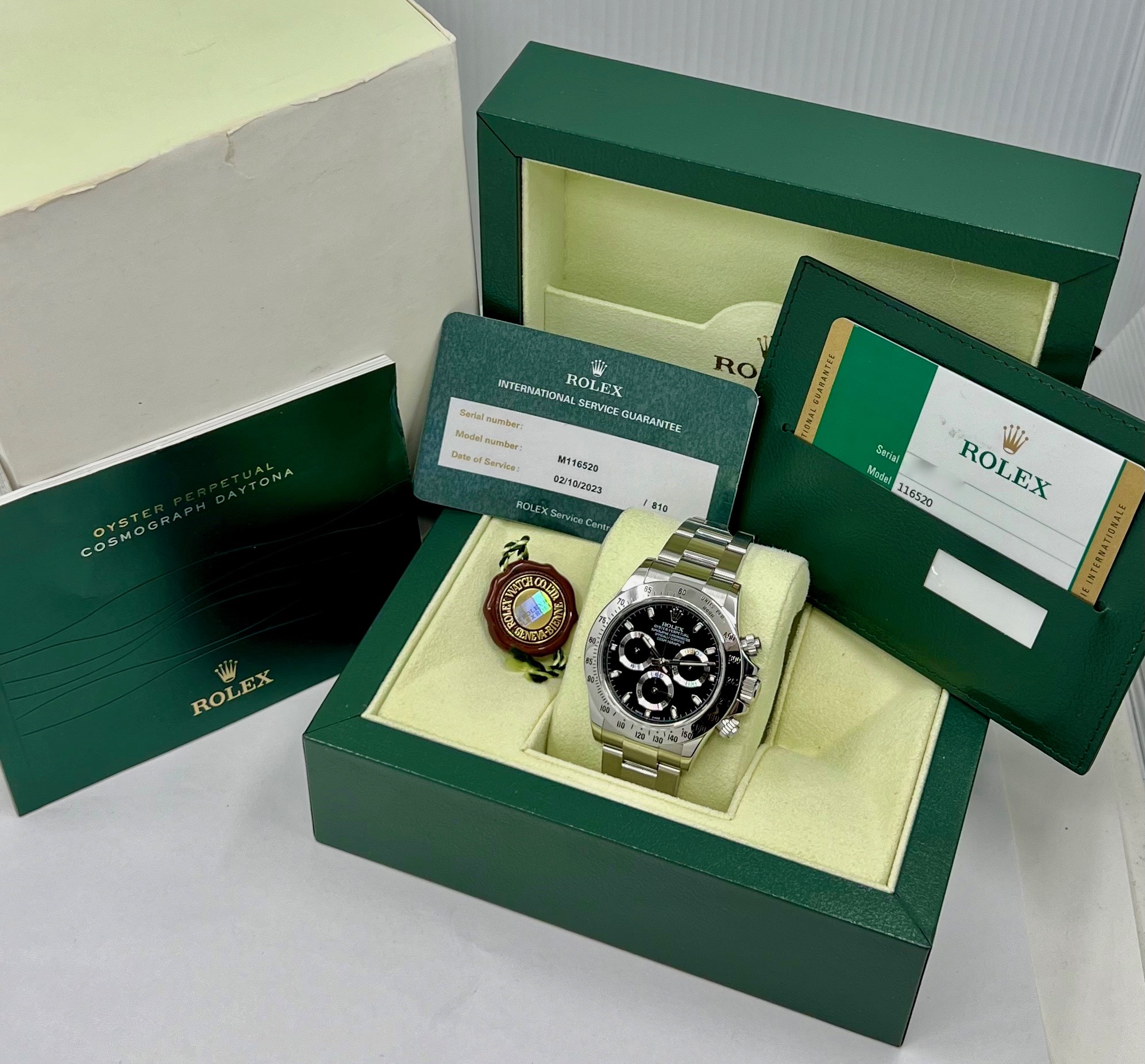 Rolex Cosmograph Daytona, in Stainless Steel, Black Index Dial, Stainless Steel Bezel, on Stainless Steel Rolex Oyster Bracelet, Ref. 116520, Circa: 2014, Complete with Box, Books, Rolex Warranty Card & Rolex Service Card Dated October 2023 - Image 4