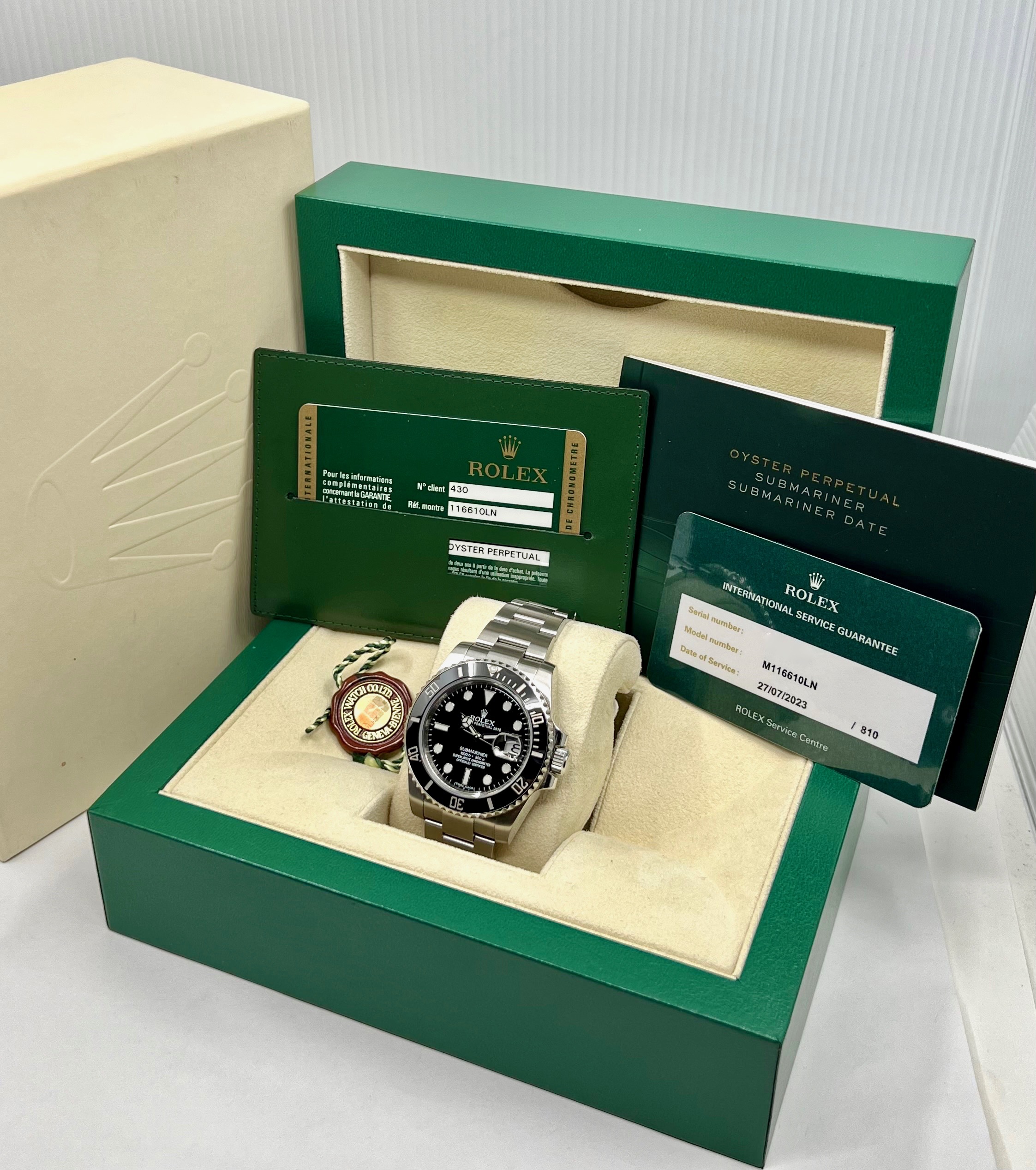 Rolex Submariner Date, in Stainless Steel, Black Ceramic Bezel, Black Index Dial, on Stainless Steel Rolex Oyster Bracelet, Ref. 116610LN, Circa: 2011, Complete with Box, Papers, Rolex Service Card & Balance of 2 Year Rolex Service Warranty - Image 7