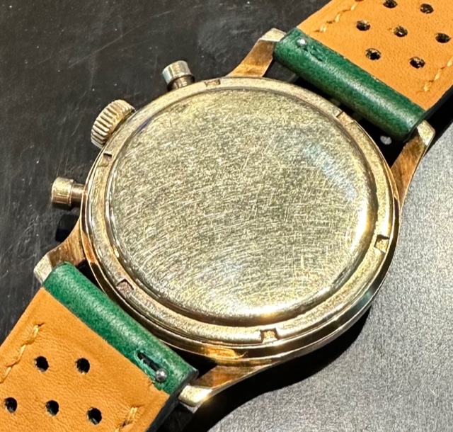 Gallet 3 register chronograph Ca 1960's 14ct yellow gold, manual winding. - Image 4
