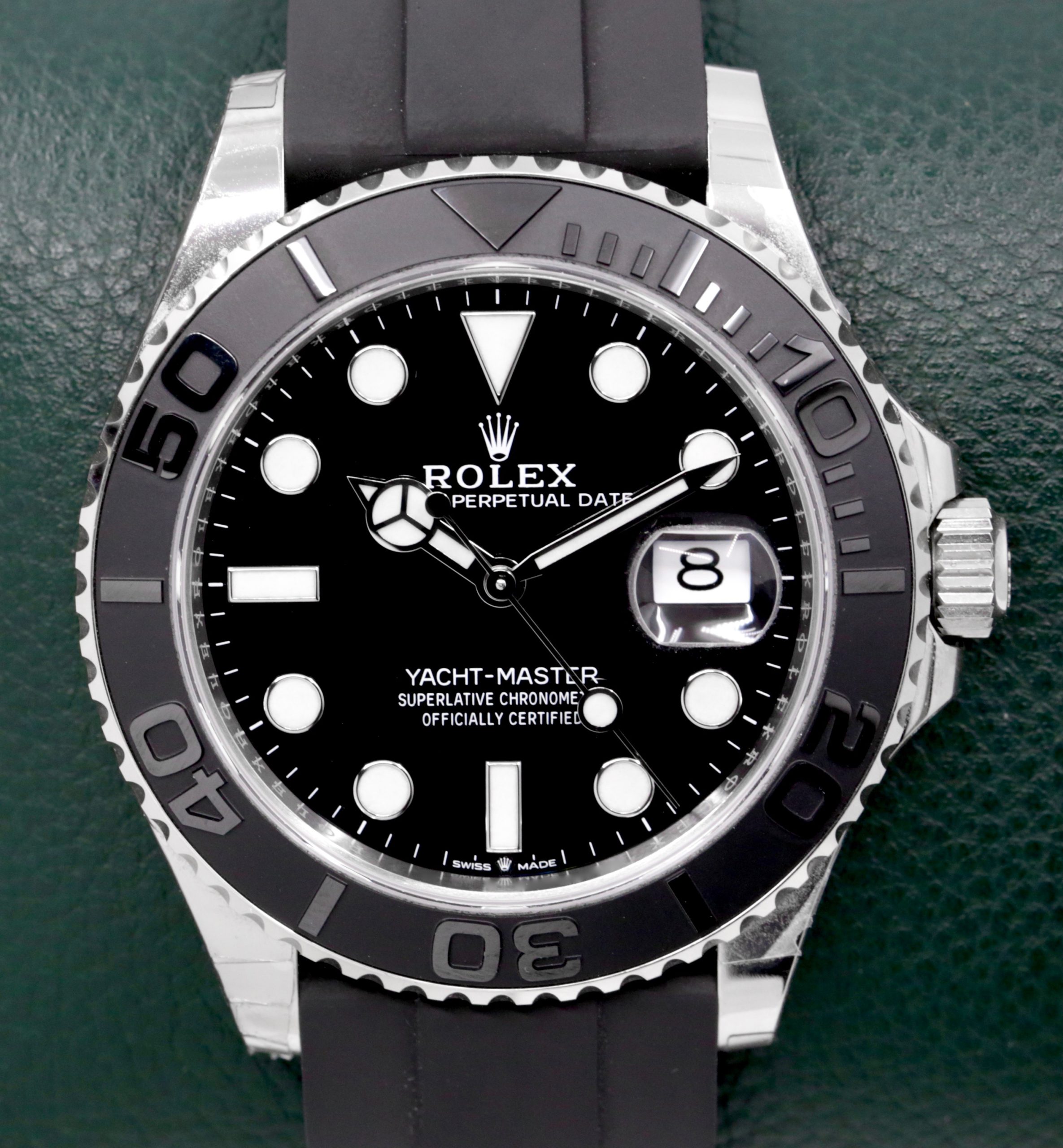 Rolex Yacht-Master 42, in 18ct White Gold, Black Index Dial, on Rolex Oysterflex Band with 18ct White Gold Rolex Deployant, Ref. 226659, Circa: 2022, Complete with Box, Papers & Balance of 5 Year Rolex Factory Warranty