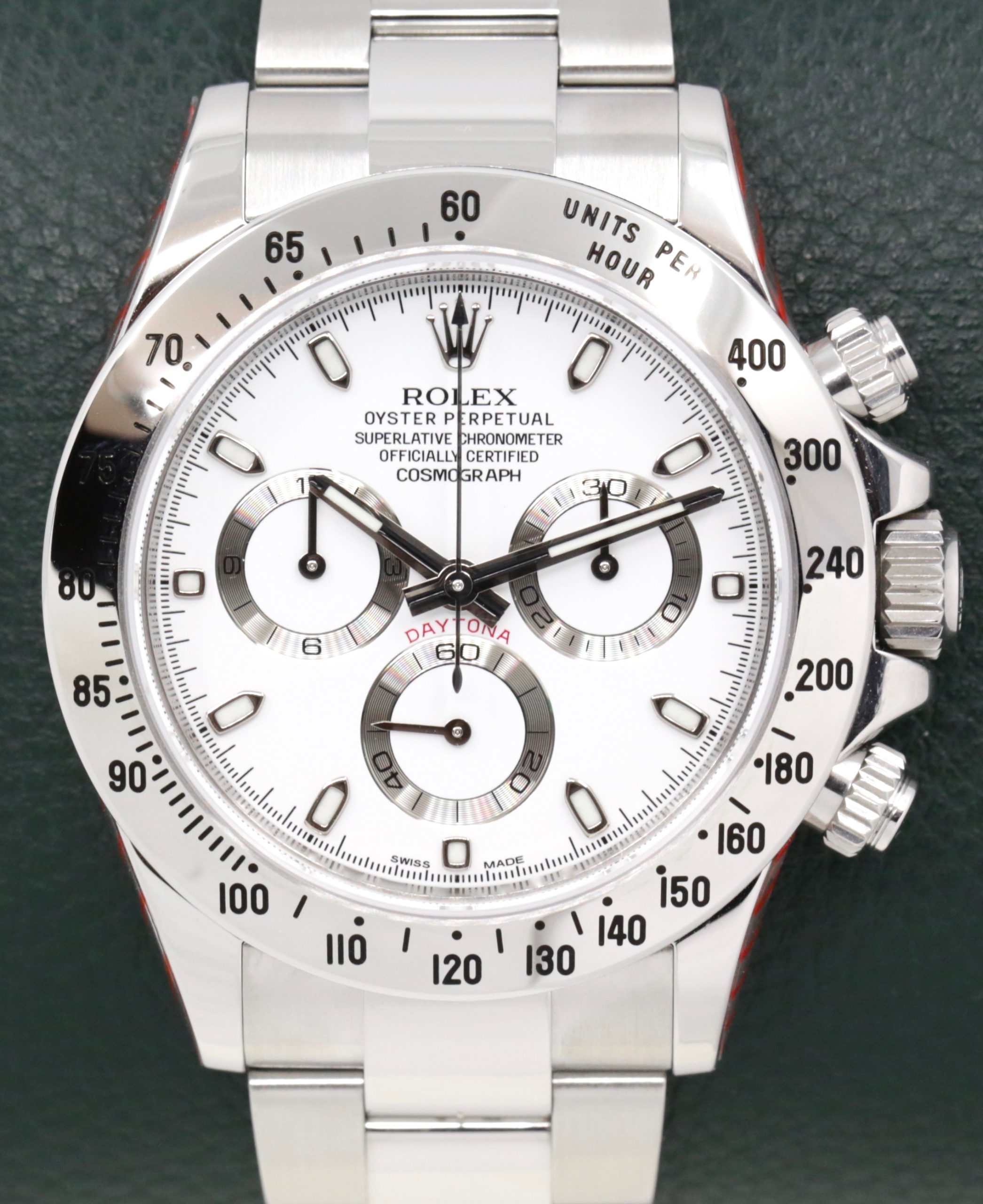 Rolex Cosmograph Daytona, Stainless Steel, White "APH" Dial, with Stainless Steel Bezel, on Rolex Stainless Steel Oyster Bracelet, Ref. 116520, Circa: 2016, Complete with Box, Papers, New Service Card & Balance of 2 Year Rolex Service Warranty