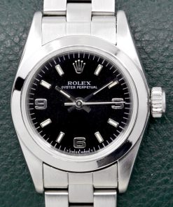 Rolex Lady Oyster Perpetual, 24mm, Stainless Steel, Black 3,6,9 Explorer Dial, on Stainless Steel Rolex Oyster Bracelet, Ref. 67180, Circa: 1996, with Box & Books