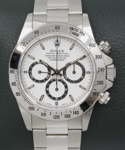 Rolex Cosmograph Daytona, Zenith Movement, Stainless Steel, White index Dial, with Stainless Steel Bezel, on Rolex Stainless Steel Oyster Bracelet, Ref. 16520, Circa: 1997, with Original Rolex Box