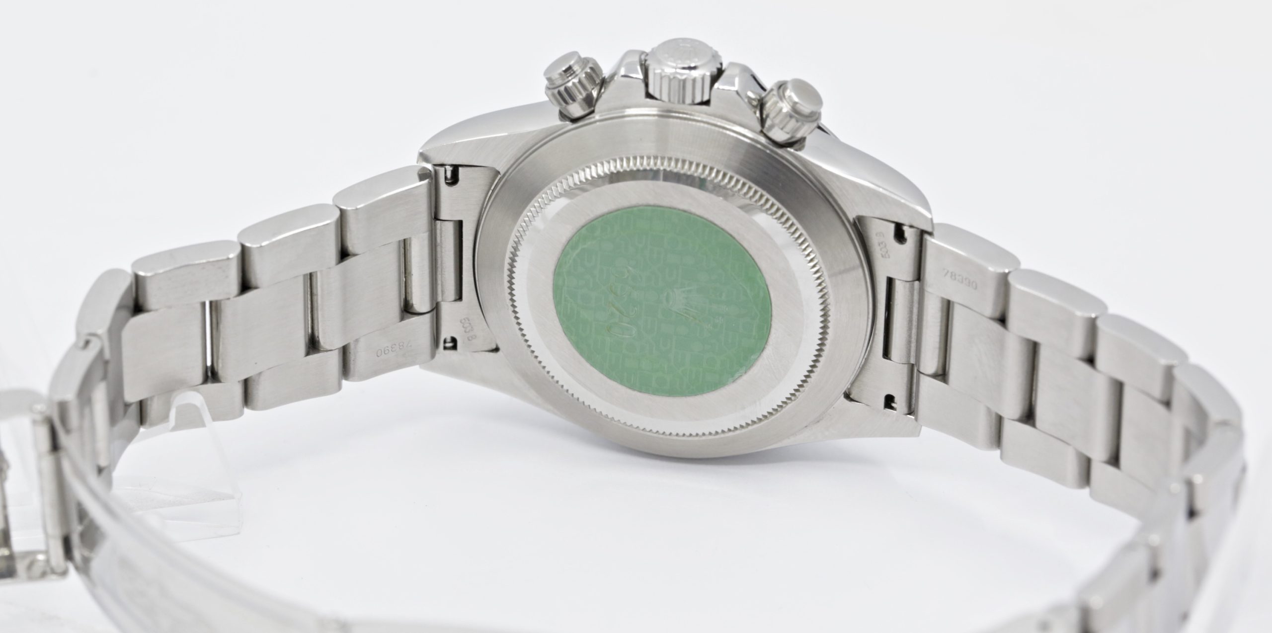 Rolex Cosmograph Daytona, Zenith Movement, Stainless Steel, White index Dial, with Stainless Steel Bezel, on Rolex Stainless Steel Oyster Bracelet, Ref. 16520, Circa: 1997, with Original Rolex Box - Image 6