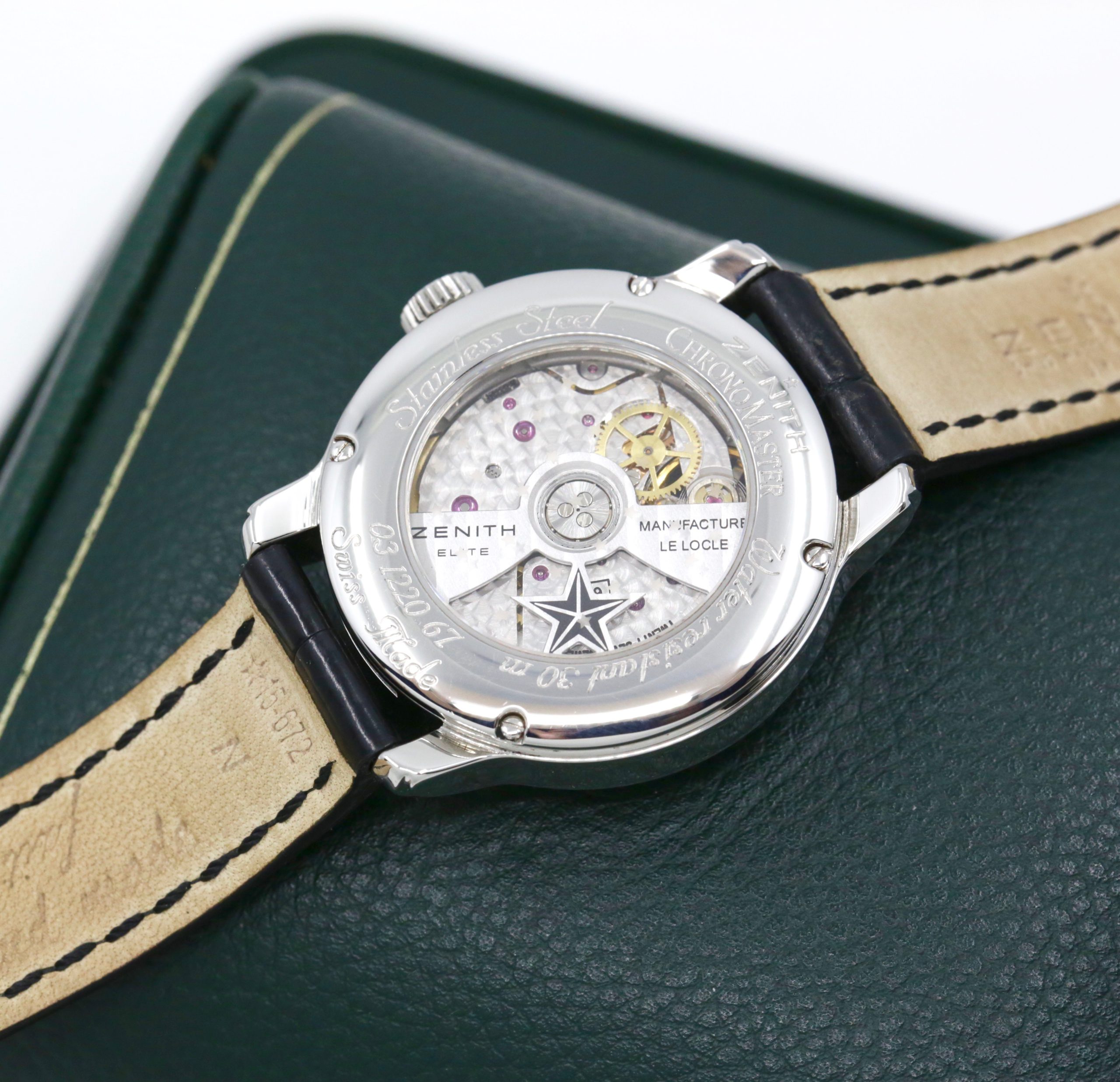 Zenith Baby Star Open Heart Automatic in stainless Steel on Black Zenith Leather Strap with Black Dial Ref: 03.1220.68/23.C672, Ca. 2013, with Zenith Warranty Card - Image 7