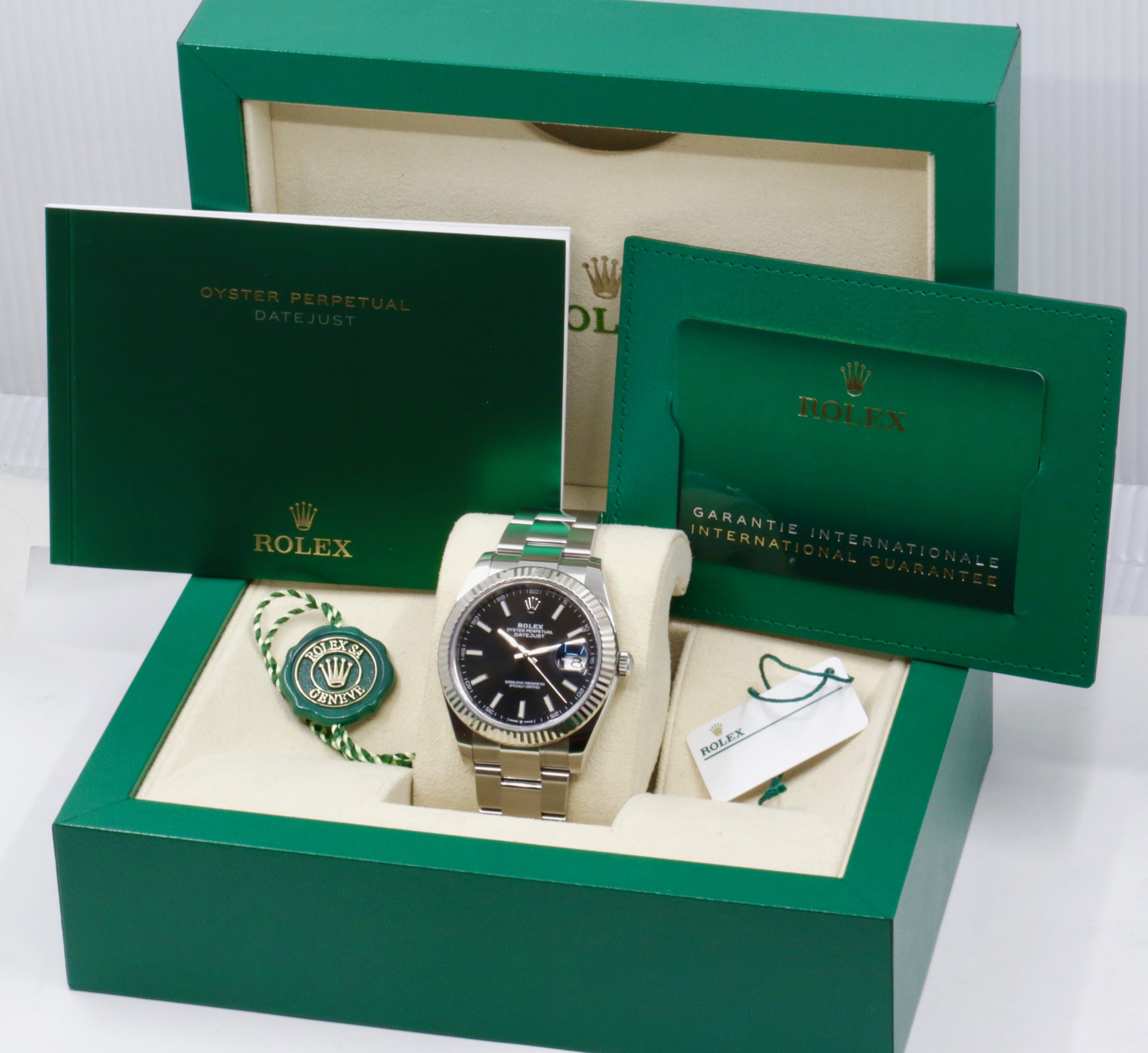 Rolex Datejust 41, Stainless Steel, Bright Black Index Dial, 18ct White Gold Fluted Bezel, on Stainless Steel Rolex Oyster Bracelet, Ref. 126334, Circa: 2021, with Box, Books, Swing Tags, Rolex Warranty Card & Balance of 5 Year Rolex Factory Warranty - Image 7