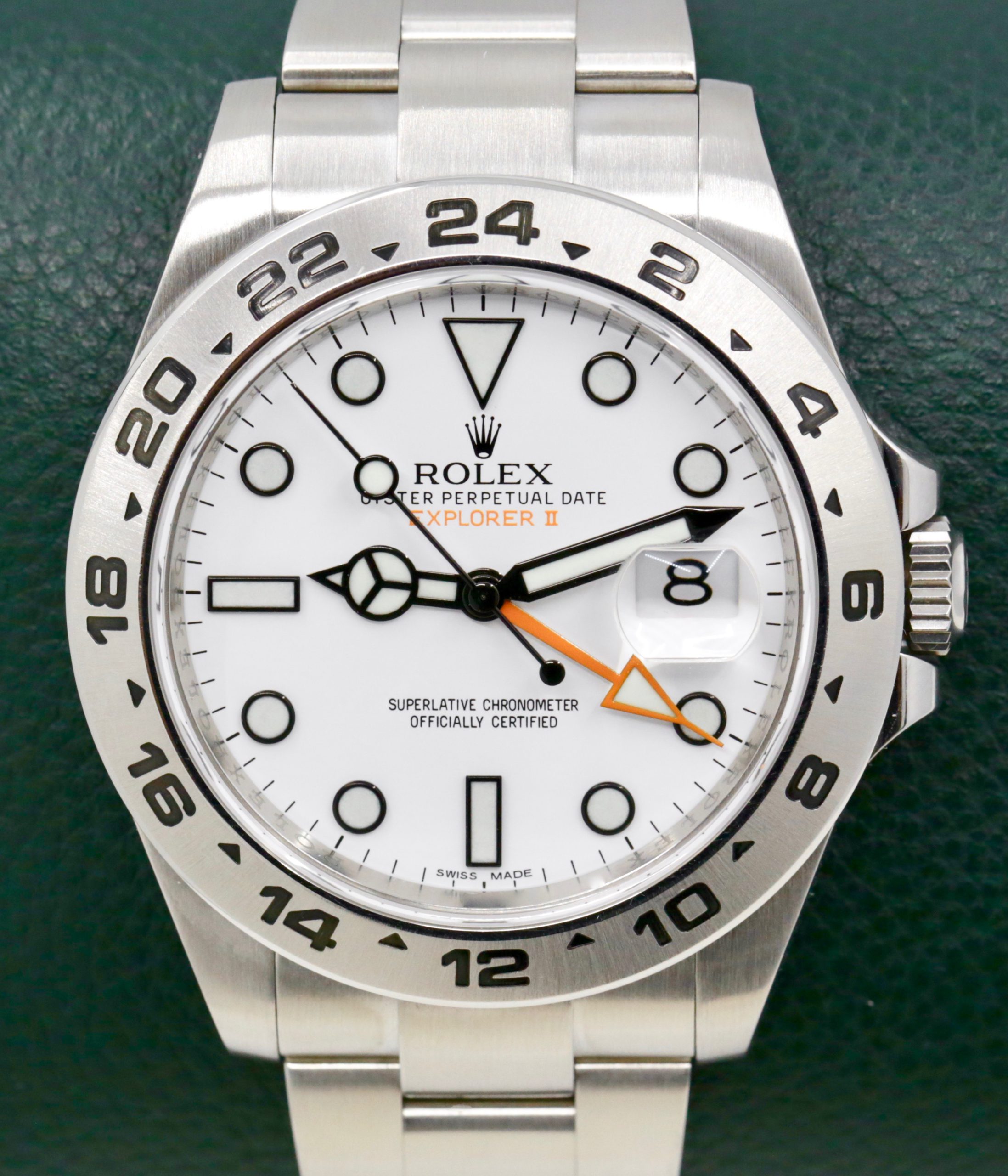 Rolex Explorer II, in Stainless Steel, White "Polar" Index Dial with Orange GMT Hand, on Stainless Steel Rolex Oyster Bracelet, Ref. 216570, Circa: 2013, Complete with Box, Books & Rolex Warranty Card