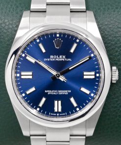 Rolex Oyster Perpetual 41, Stainless Steel, Bright Blue Index Dial, on Stainless Steel Rolex Oyster Bracelet, Ref.124300, Circa: 2022, Complete with Box, Books, Rolex Warranty Card & Balance of 5 Year Rolex Factory Warranty